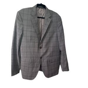 Mauricio Baldassari Blazer Charcoal Gray With Blue Stripe Windowpane Pattern 52R